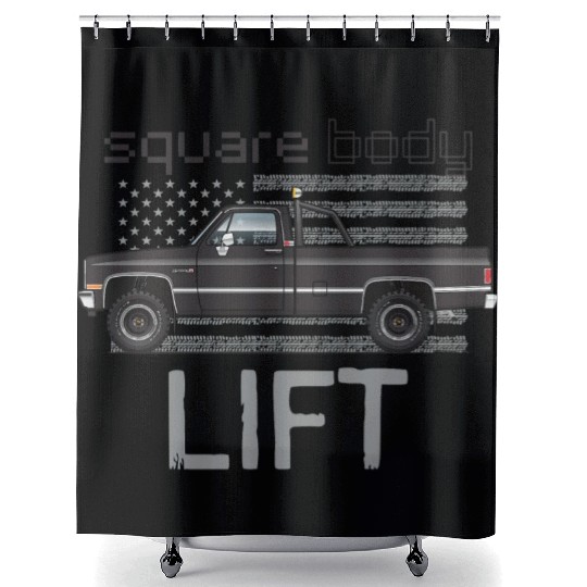 Square Body Lift Black Shower Curtains