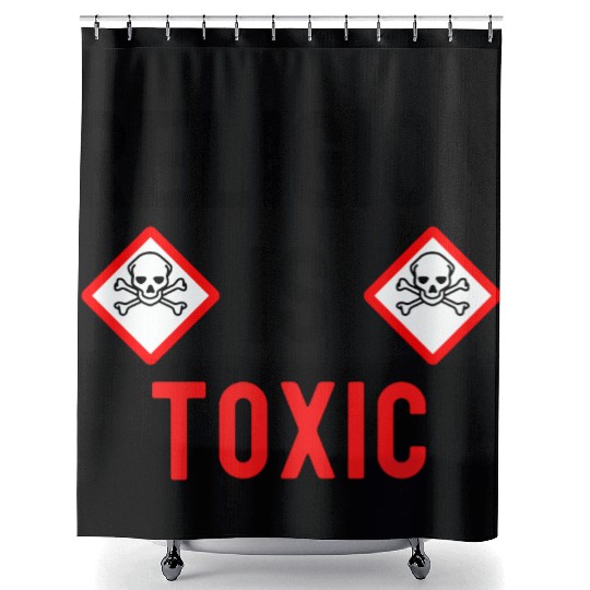 RELIGION Is TOXIC Skull Crossbones toxicity symbol Shower Curtains
