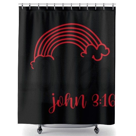 Loved john 3 16 Valentine Day Bible Verse Text Art Shower Curtains