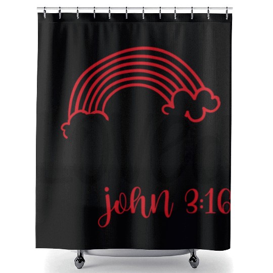Loved john 3 16 Valentine Day Bible Verse Text Art Shower Curtains