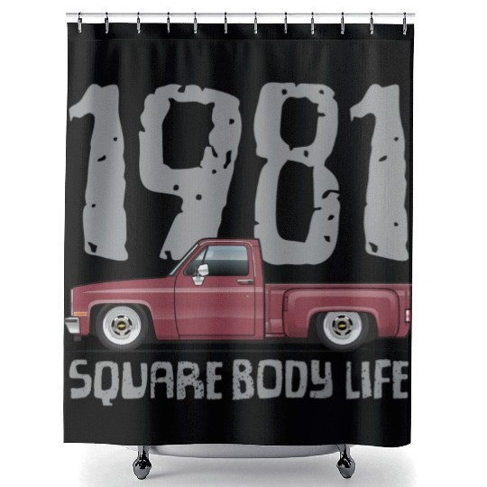 1981 Square Body Life Carmine Shower Curtains