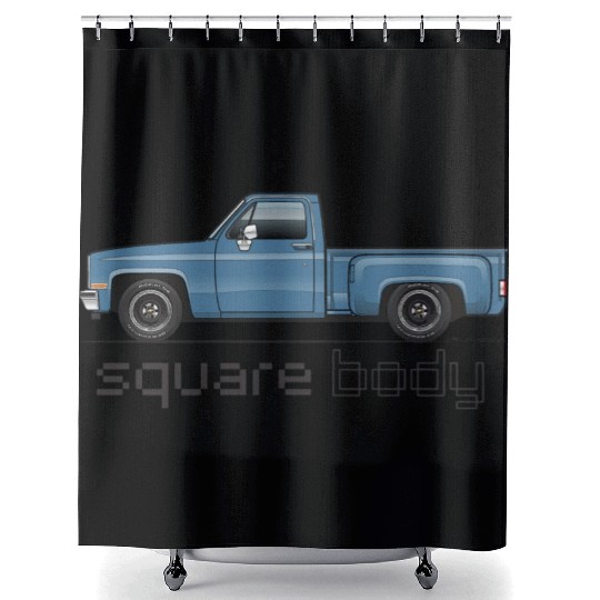 Square Body Blue Shower Curtains