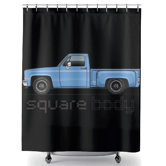 Square Body Light Blue Shower Curtains