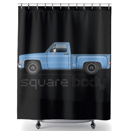 Square Body Light Blue Shower Curtains