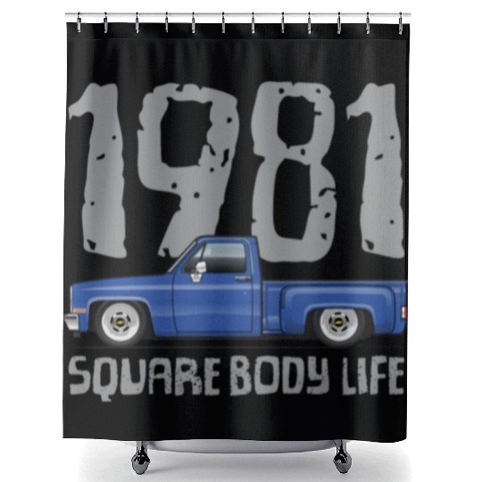 1981 Square Body Life Bright Blue Shower Curtains