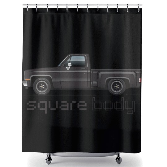 Square Body Black Shower Curtains