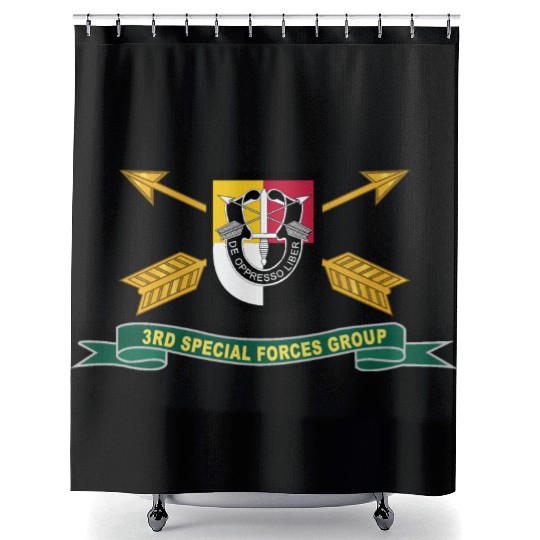 Army 3rd Special Forces Group Flash w Br Ribbon Shower Curtains