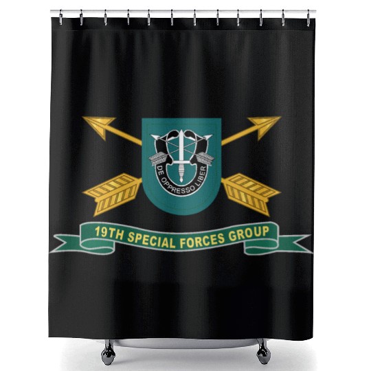Army 19th Special Forces Group Flash w Br Ribbon Shower Curtains