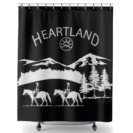 heartland ranch, heartland, sunset, vintage, retro Shower Curtains