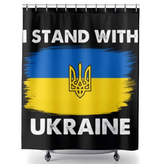 I Stand with Ukraine Ukraine Flag Shower Curtains