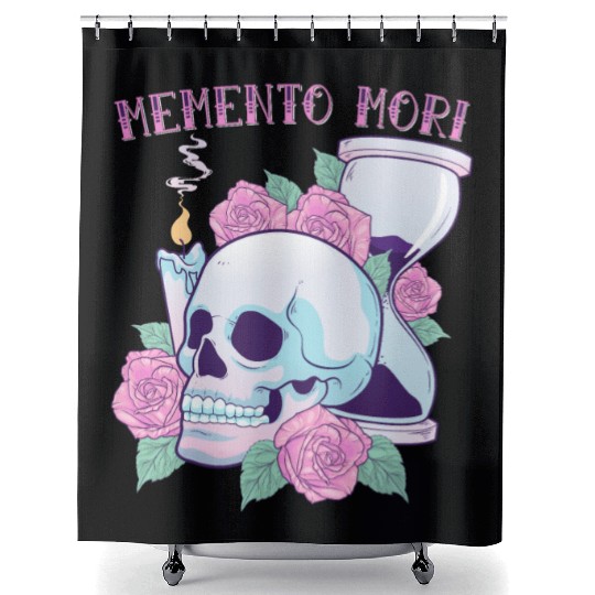 Memento Mori Pastel Goth Gothic Skull Stoic Mortal Shower Curtains