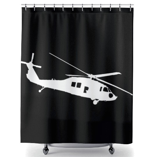 UH-60 Black Hawk Helicopter Silhouette Shower Curtains