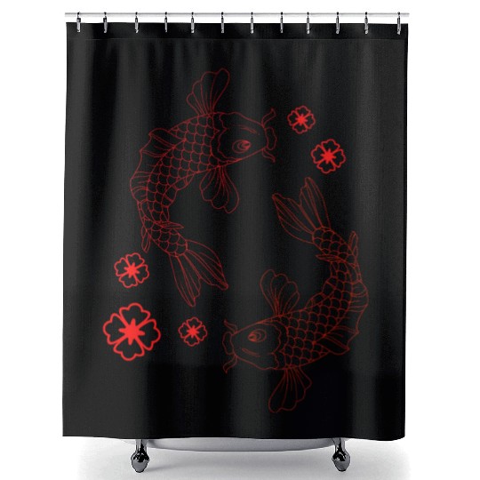 Japanese Koi Fish Carp Graphic Design Shower Curtains