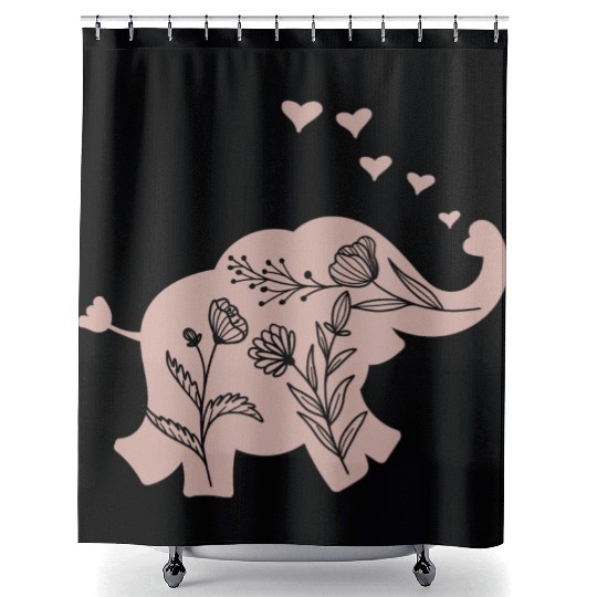 Elephant Girls Women Flowers Shower Curtains