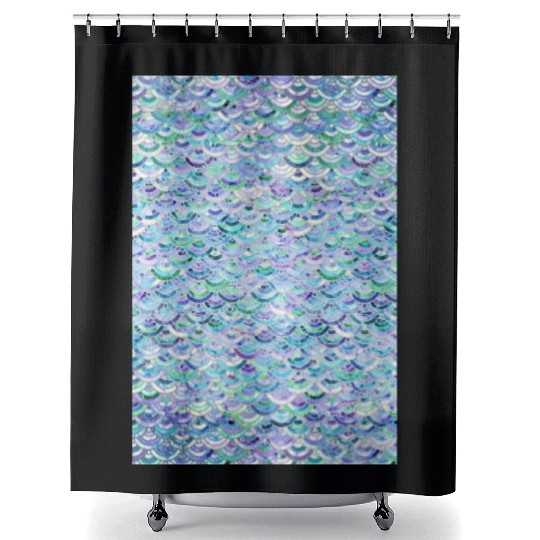 Marble Mosaic in Sapphire and Emerald Shower Curtains