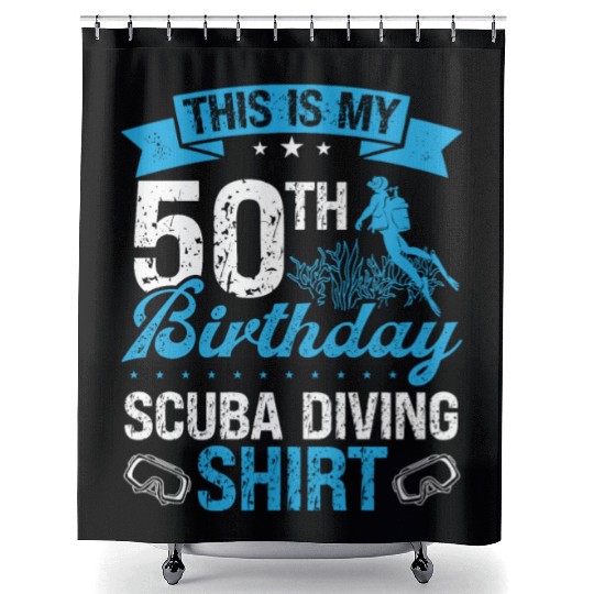 50th Birthday Scuba Diving Diver 50 Year Old Shower Curtains