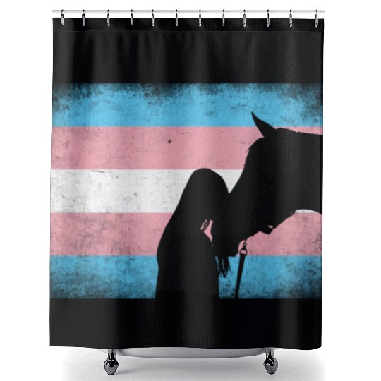 Transgender Pride Horse Rainbow LGBTQ Trans Flag Shower Curtains