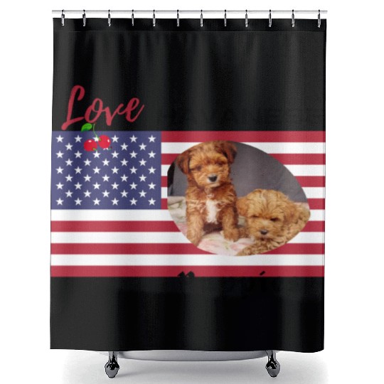 US flag Havanese puppies girls Shower Curtains