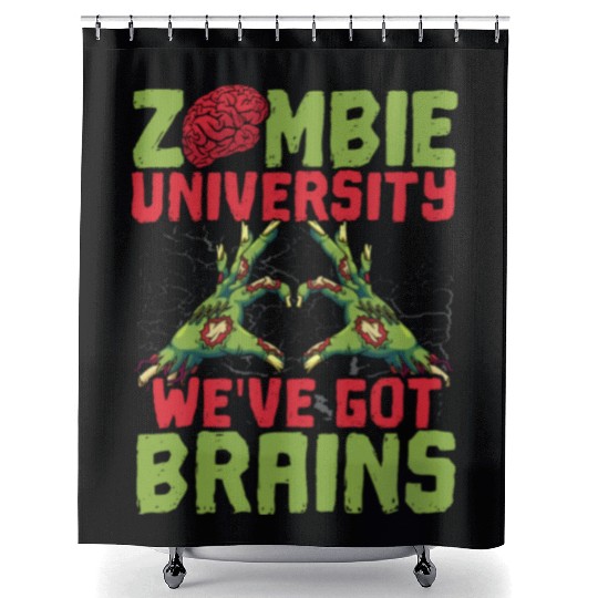 Zombie University We've Got Brains Trick Or Treat Shower Curtains