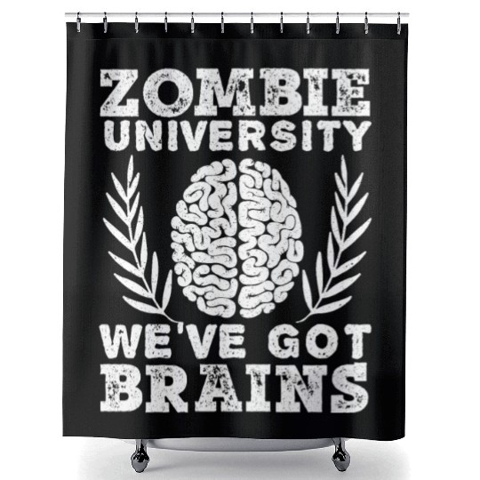 Zombie University We've Got Brains Trick Or Treat Shower Curtains