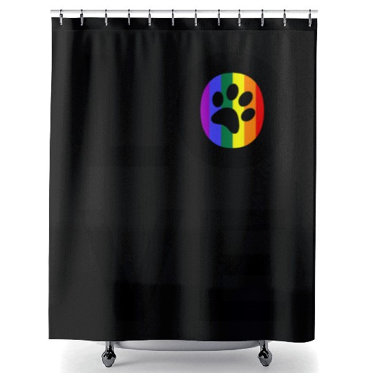 Cat Paw Love LGBT Pride Rainbow Flag Shower Curtains