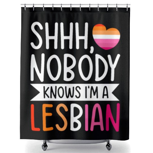 Shhh Nobody Knows I m a Lesbian LGBTQ Gay Pride Shower Curtains