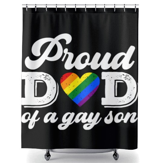 Proud Dad Of A Gay Son Shower Curtains LGBT Pride Month