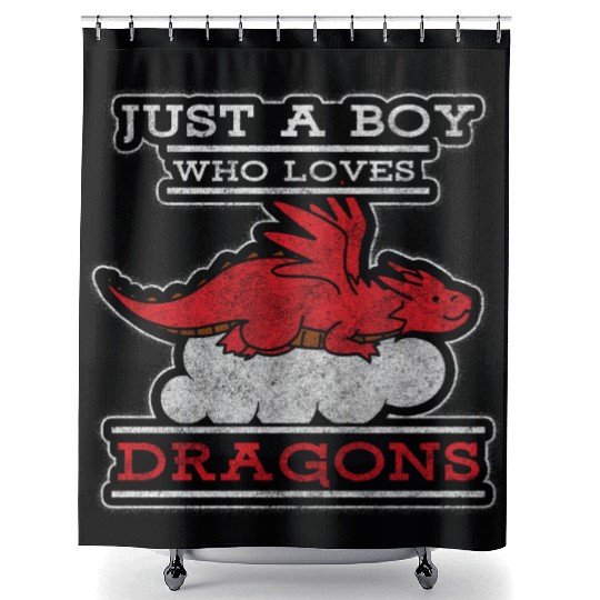 Fantasy Asia Black Chinese Dragon Shower Curtains