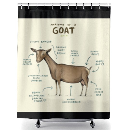anatomy of a goat greeting card Shower Curtains