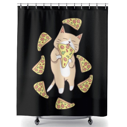 Eat cat A Pizza Gift Shower Curtains