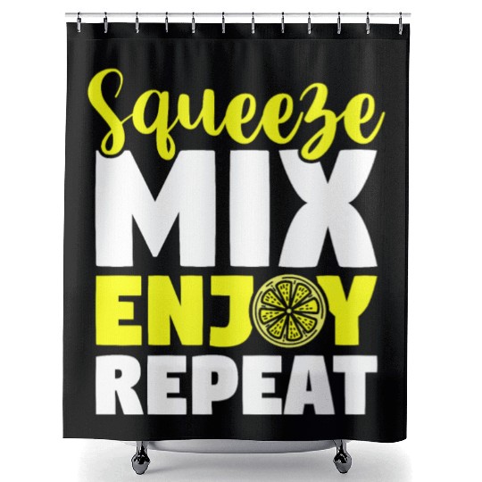 Squeeze Mix Enjoy Repeat Lemon Juice Boss Shower Curtains