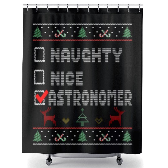 Naughty Nice Astronomer, Matching Christmas Group Shower Curtains
