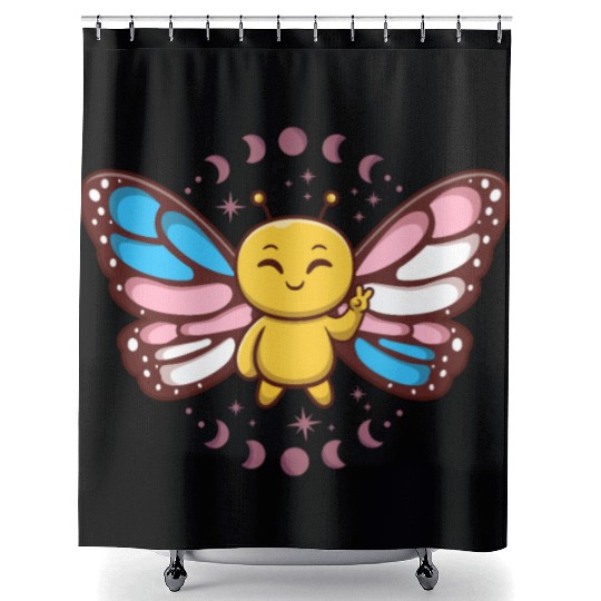 Transgender Monarch Butterfly Trans Subtle Pride Shower Curtains