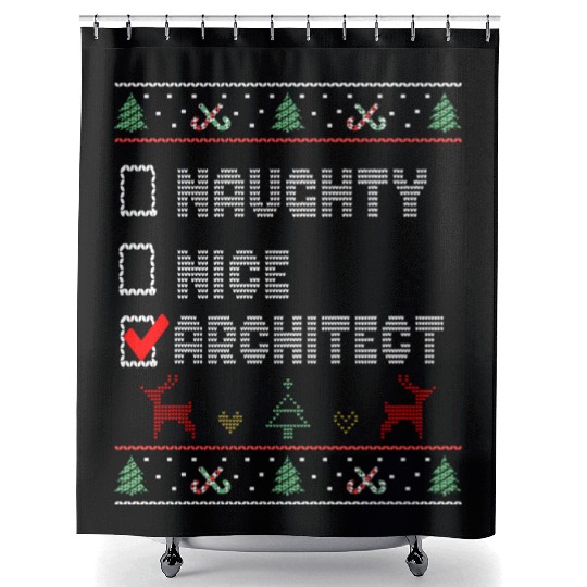 Naughty Nice Architect, Matching Christmas Group Shower Curtains