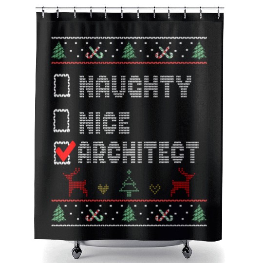 Naughty Nice Architect, Matching Christmas Group Shower Curtains
