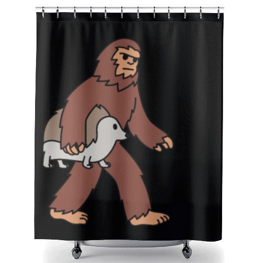 Bigfoot Sasquatch Walking Hedgehog Shower Curtains