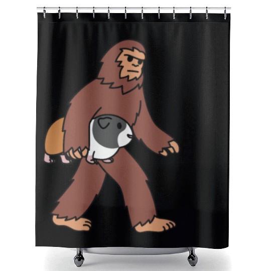 Bigfoot Sasquatch Walking Guinea Pig Shower Curtains