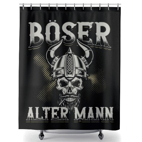 Bad Old Man Viking Warrior Valkyrie Sword Axe Odin Shower Curtains
