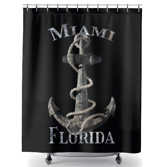 Miami Florida Nautical Anchor Sailing Shower Curtains