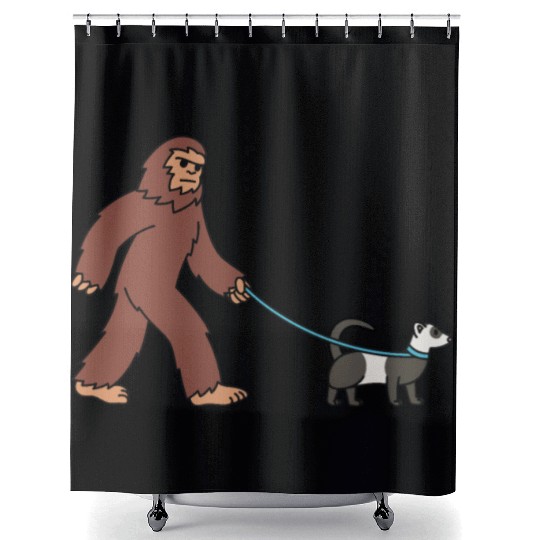 Bigfoot Sasquatch Walking Ferret Shower Curtains