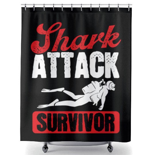 Scuba Diving Shark Attack Survivor Scuba Diver Shower Curtains
