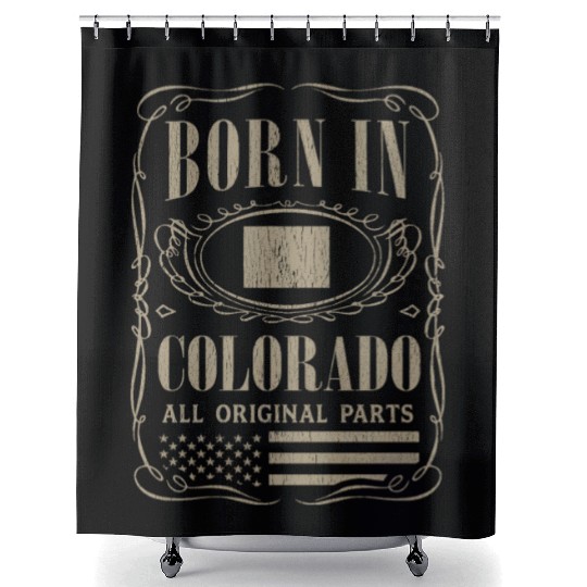 Vintage America US States Born Colorado Shower Curtains