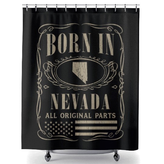 Vintage America US States Born Nevada Shower Curtains