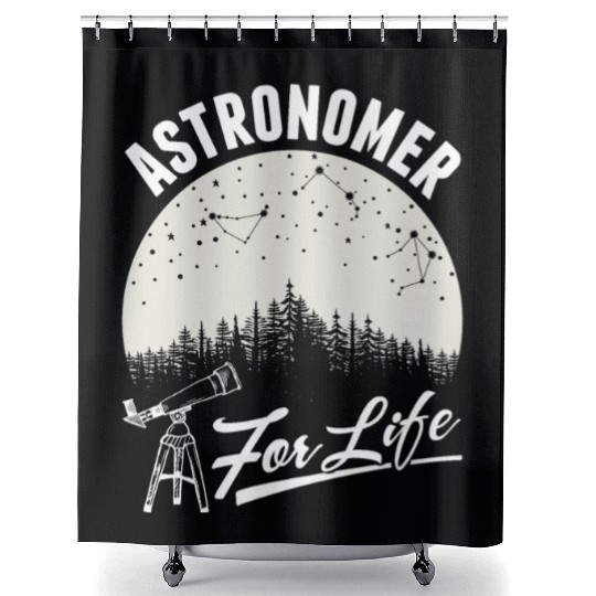 Telescope Stars Galaxy Astronomy Lover Shower Curtains