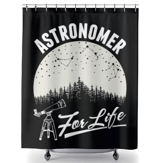 Telescope Stars Galaxy Astronomy Lover Shower Curtains