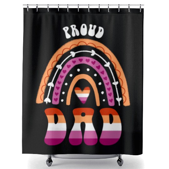 Proud Dad Lesbian Pride Rainbow Shower Curtains