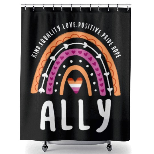 Ally Lesbian Pride Rainbow Shower Curtains
