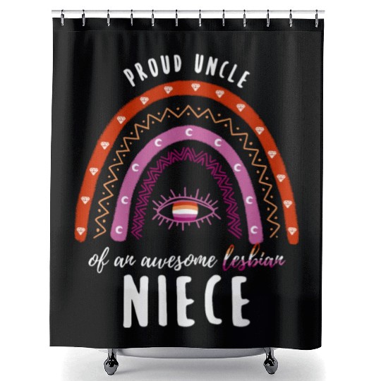 Rainbow Uncle Lesbian Niece Shower Curtains