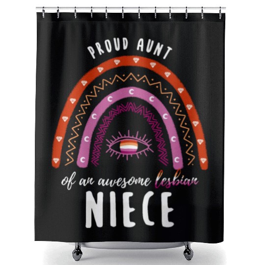 Rainbow Aunt Lesbian Niece Shower Curtains