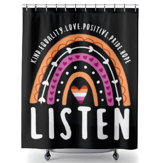 Listen Lesbian Pride Rainbow Shower Curtains